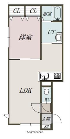 Gクレフ右(1LDK/1階)の間取り写真