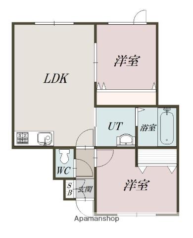 函館本線 旭川駅 徒歩44分 2階建 築46年(2LDK/1階)の間取り写真