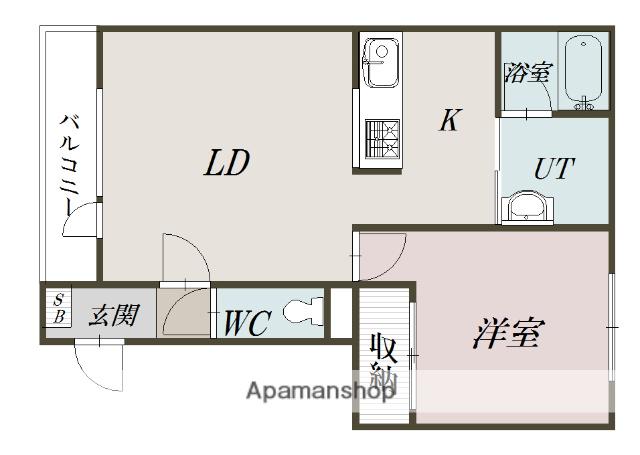 アルグレース北彩都(1LDK/2階)の間取り写真