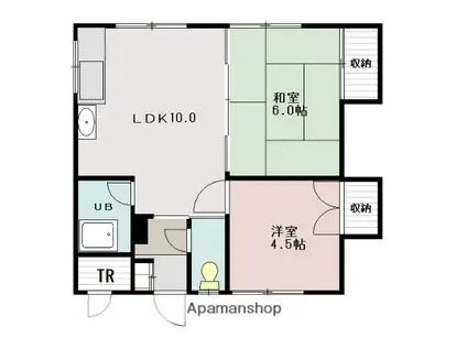 はせ川マンション(2LDK/1階)の間取り写真