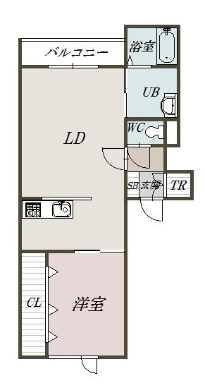 JUVENIA(1LDK/2階)の間取り写真