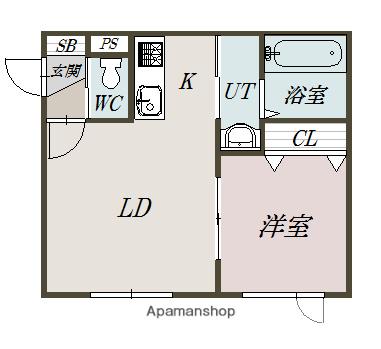 コンフォルト6条(1LDK/2階)の間取り写真