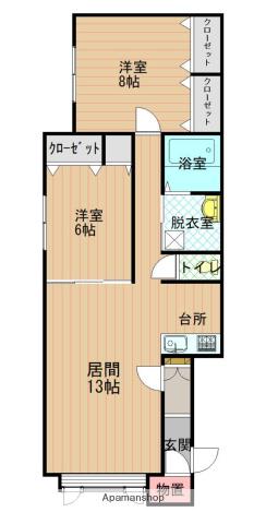 エルモ3(2LDK/1階)の間取り写真