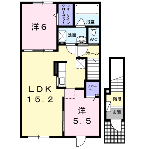 パルタージュⅠ(2LDK/2階)の間取り写真