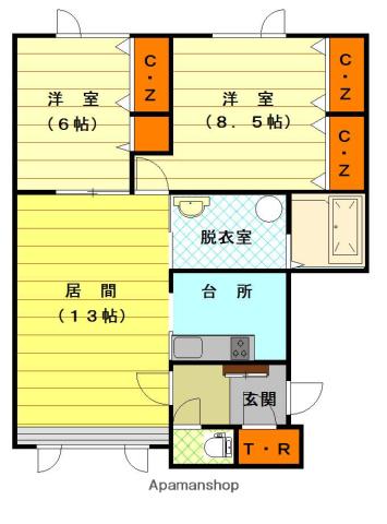 ポメヨンA(2LDK/2階)の間取り写真