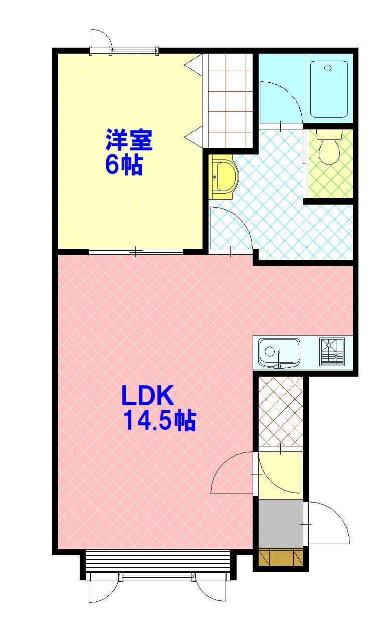 プレシャスC棟(1LDK/2階)の間取り写真
