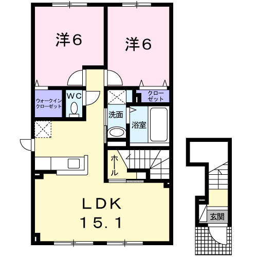 グリーンコーポⅡ(2LDK/2階)の間取り写真