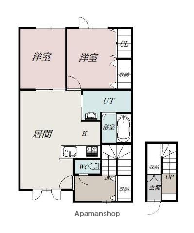 プラウド セカンド(2LDK/2階)の間取り写真