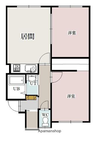新都ハイツ レジェ(2DK/1階)の間取り写真