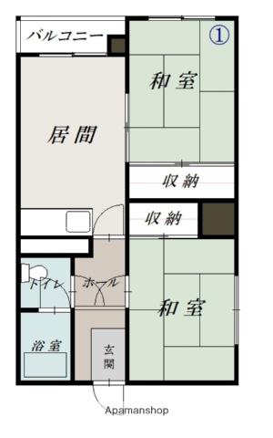 北都ハイツ(2DK/3階)の間取り写真