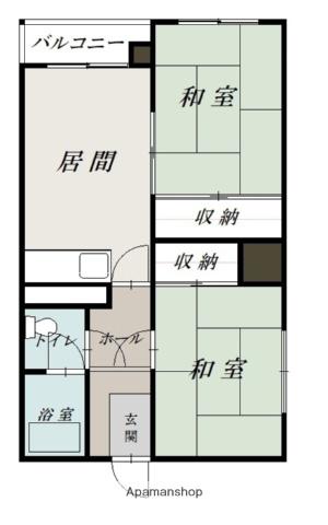 北都ハイツ(2DK/3階)の間取り写真