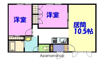 コンチネンタル6・19(2LDK/1階)の間取り写真