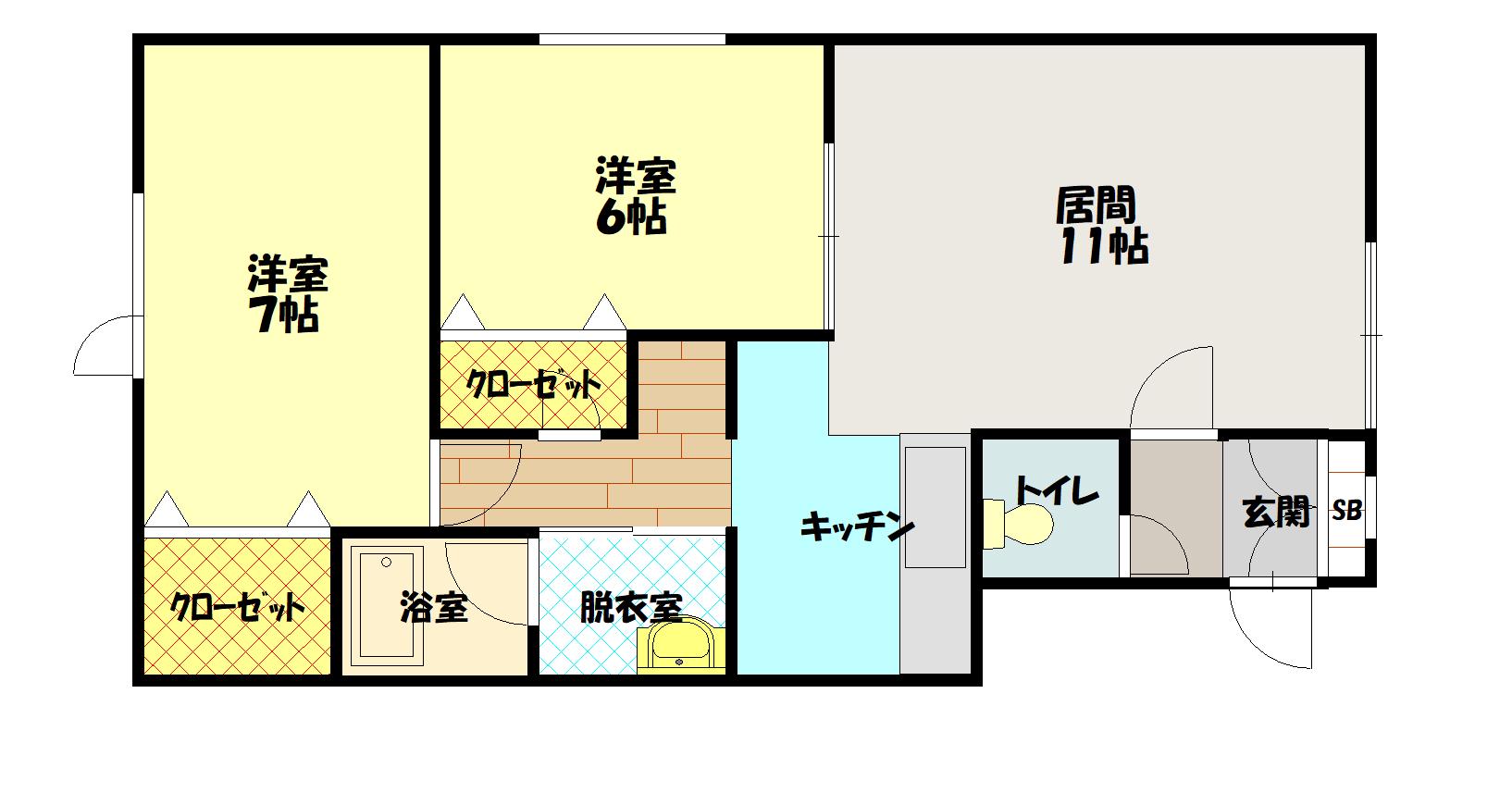 コンフォートイーストB(2LDK/1階)の間取り写真