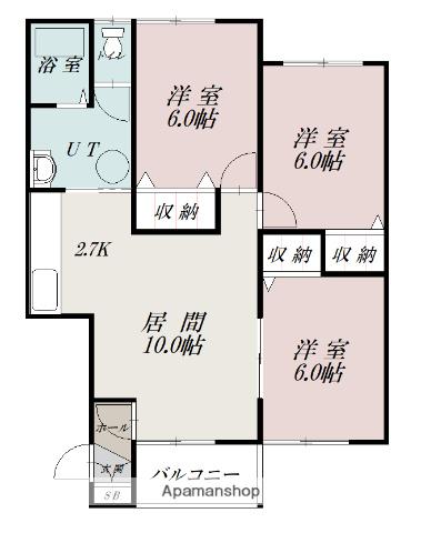 リバーサイド217(3LDK/1階)の間取り写真