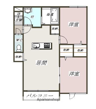 クレジスト宮下通イースト(2LDK/2階)の間取り写真