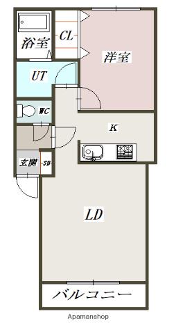 BRUN CUBEⅡ(1LDK/2階)の間取り写真