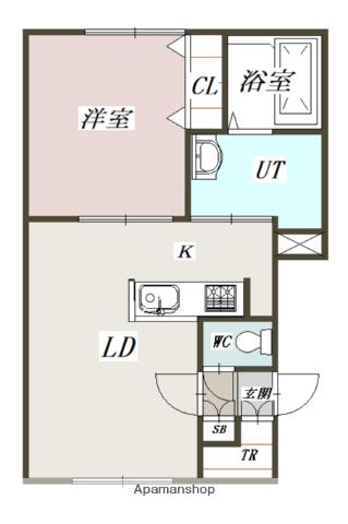 LANA A棟(1LDK/1階)の間取り写真