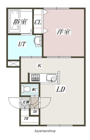 LANA A棟(1LDK/1階)の間取り写真