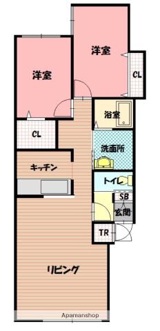 ATEENA11.21 B(2LDK/2階)の間取り写真