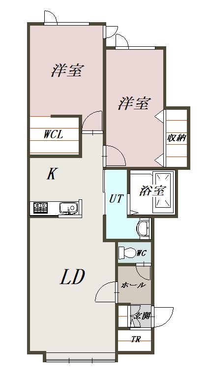 マハロⅡ(2LDK/2階)の間取り写真