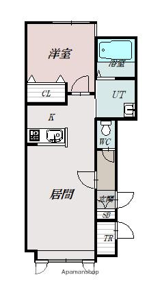 プランドールホクモン(1LDK/1階)の間取り写真
