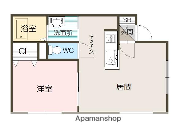 LAID BOOK S(1LDK/2階)の間取り写真