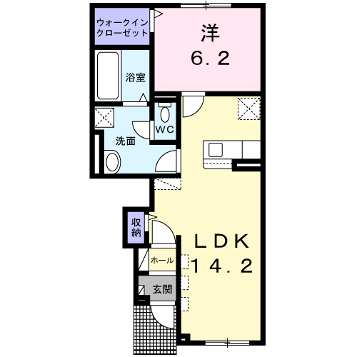 ブルー クレール Ⅱ(1LDK/1階)の間取り写真