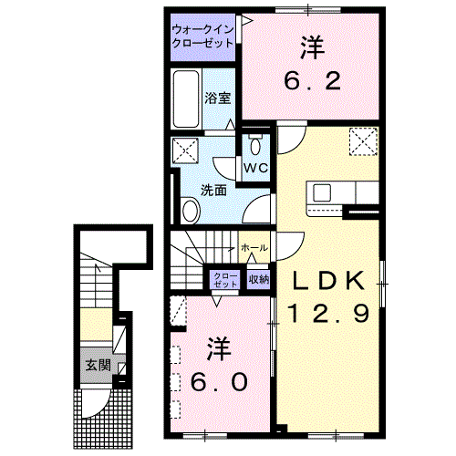 イレイナ(2LDK/2階)の間取り写真
