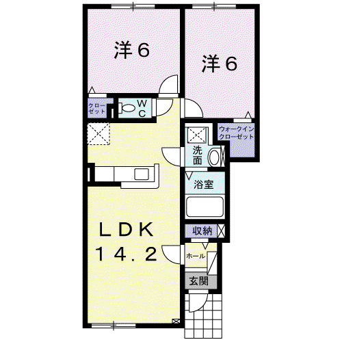 ビリーブグットⅦ(2LDK/1階)の間取り写真