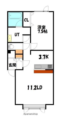 アスティオンⅢ(1LDK/1階)の間取り写真