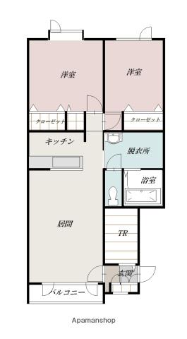 FORTUNAⅡ(2LDK/2階)の間取り写真