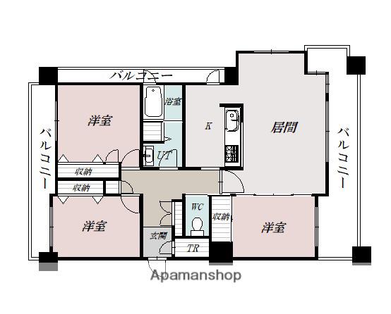 ロジェ宮前(3LDK/9階)の間取り写真