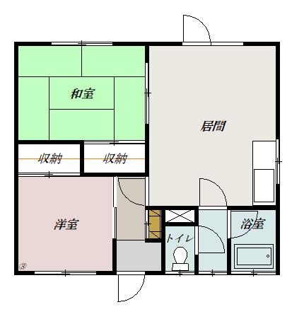 コーポ金谷A(2LDK/1階)の間取り写真