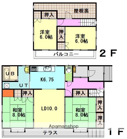 富良野線 神楽岡駅 徒歩31分 2階建 築41年(4LDK)の間取り写真