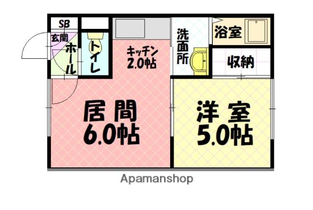 ジュネス7・3(1LDK/2階)の間取り写真