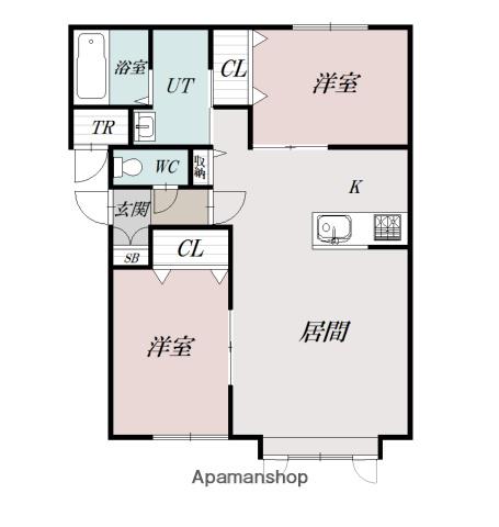 ソリーソ(2LDK/1階)の間取り写真
