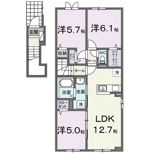 モンターニャⅠ(3LDK/2階)の間取り写真