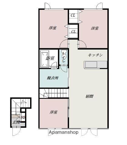 海斗ハウスⅢ(3LDK/2階)の間取り写真