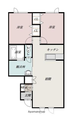 海斗ハウスⅢ(2LDK/1階)の間取り写真