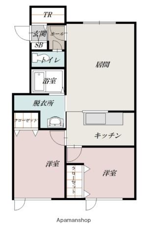 Hブルームーン(2LDK/2階)の間取り写真