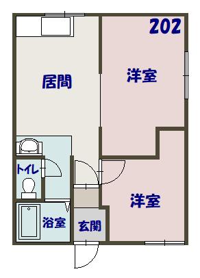 東光7.3ハイツA(2DK/2階)の間取り写真