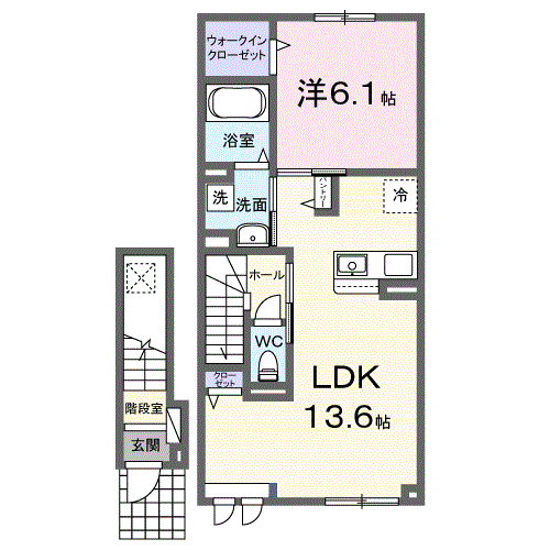 富良野線 上富良野駅 徒歩12分 2階建 築1年(1LDK/2階)の間取り写真
