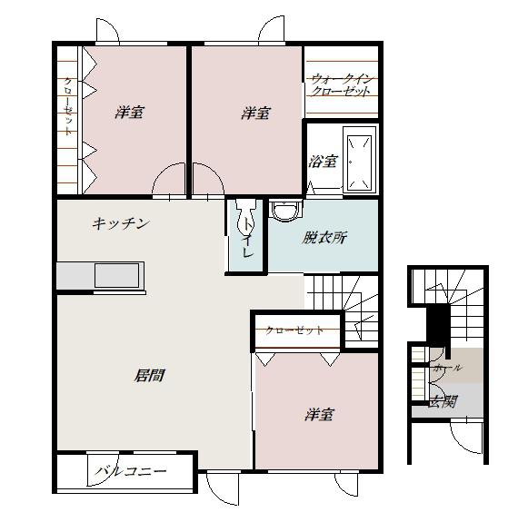 PLEASANTⅢ(3LDK/2階)の間取り写真
