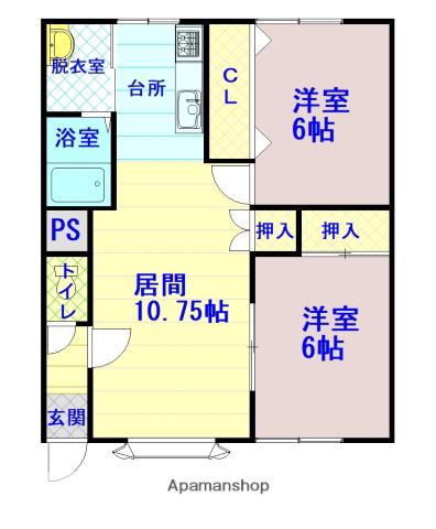 エポック709C棟(2LDK/2階)の間取り写真
