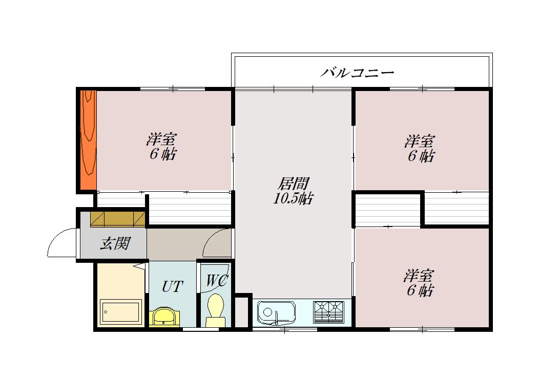 グランド7条(3LDK/2階)の間取り写真