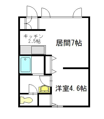 YOUトピア豊岡壱番街 B棟(1LDK/2階)の間取り写真