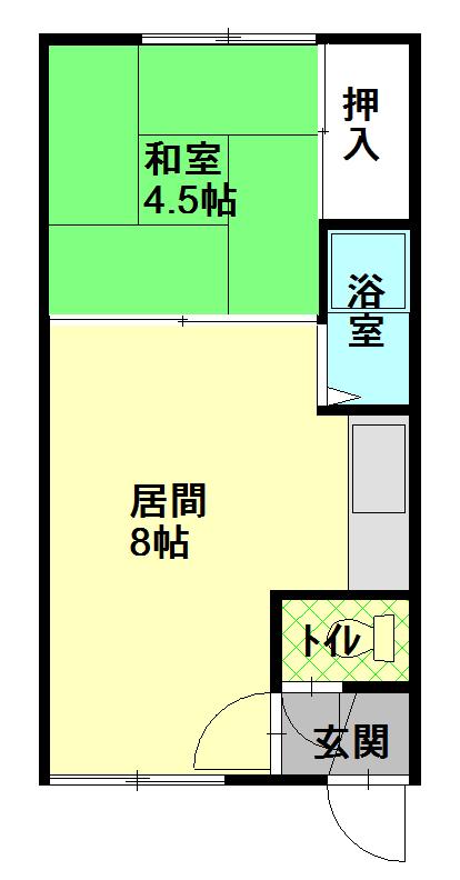 セブンハイツA(1LDK/1階)の間取り写真