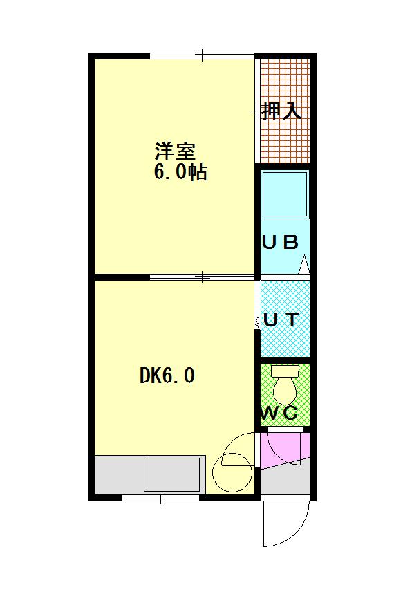 スマイルハウス(1DK/2階)の間取り写真