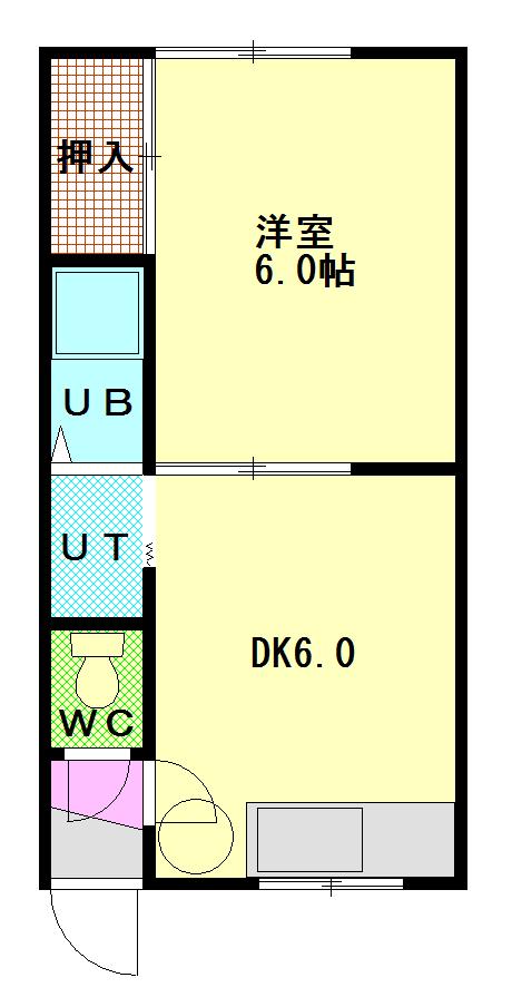 スマイルハウス(1DK/2階)の間取り写真