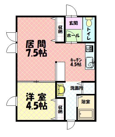 花さか荘(1LDK/1階)の間取り写真